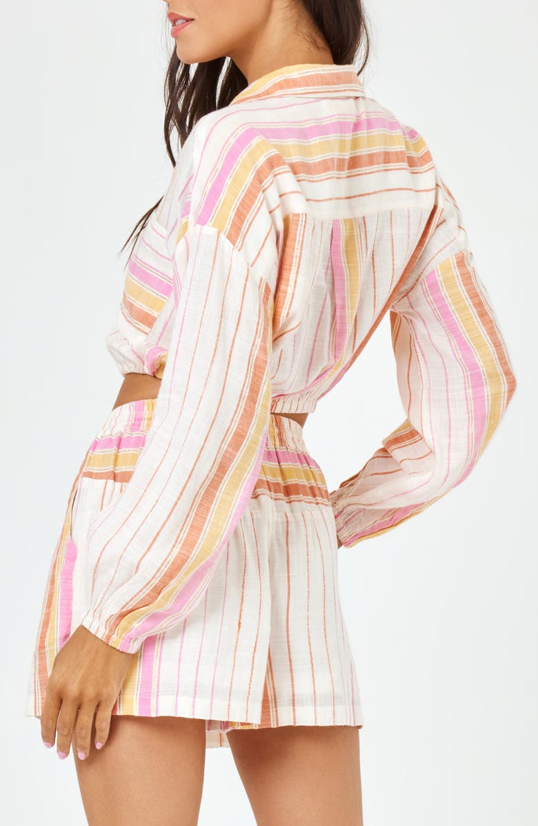 LSPACE St. Lucia Cover-Up Shorts, Alternate, color, Vaca Pink/Orange Stripe