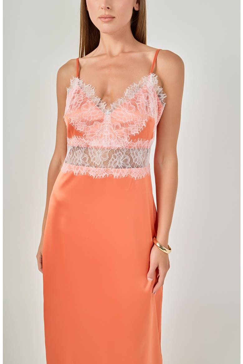 Lace Trimmed Maxi Gown, Alternate, color, ORANGE
