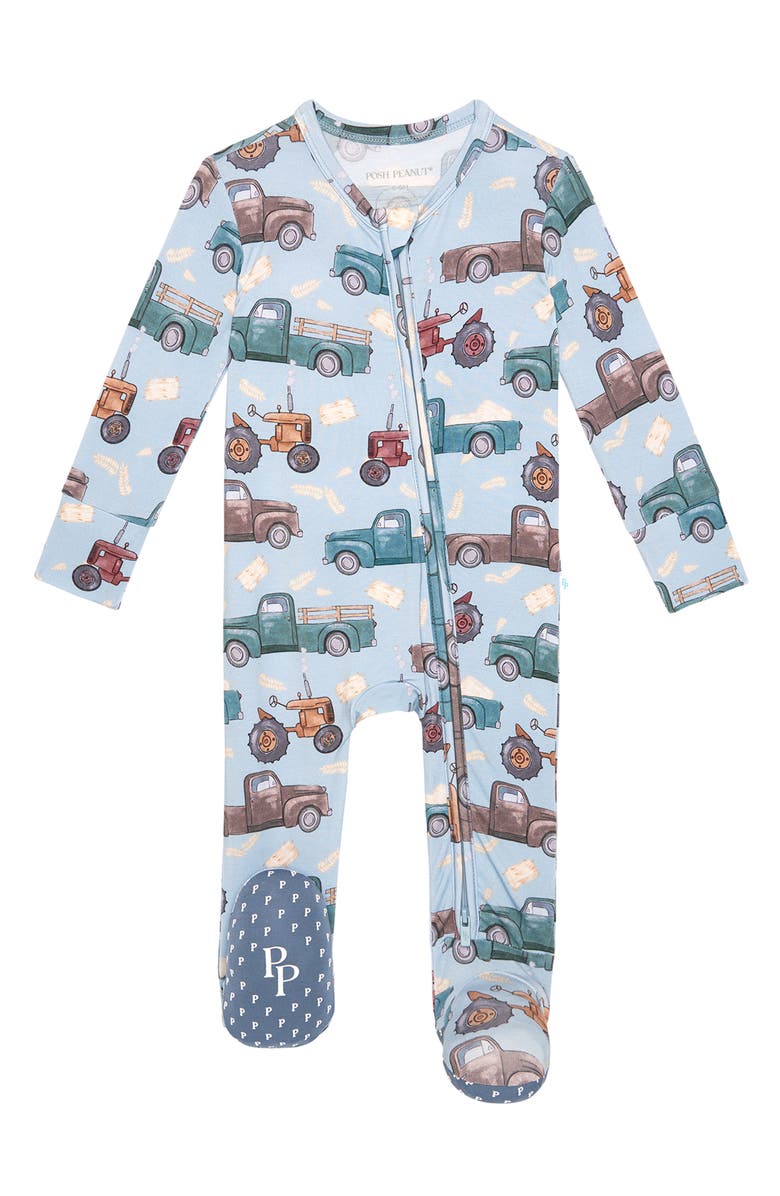 Posh Peanut Zip-Up Footie, Main, color, Blue