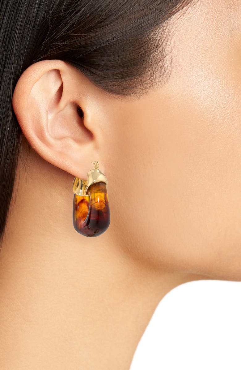 NATASHA Set of 2 Resin Hoop Earrings, Alternate, color, Clear/ Brown
