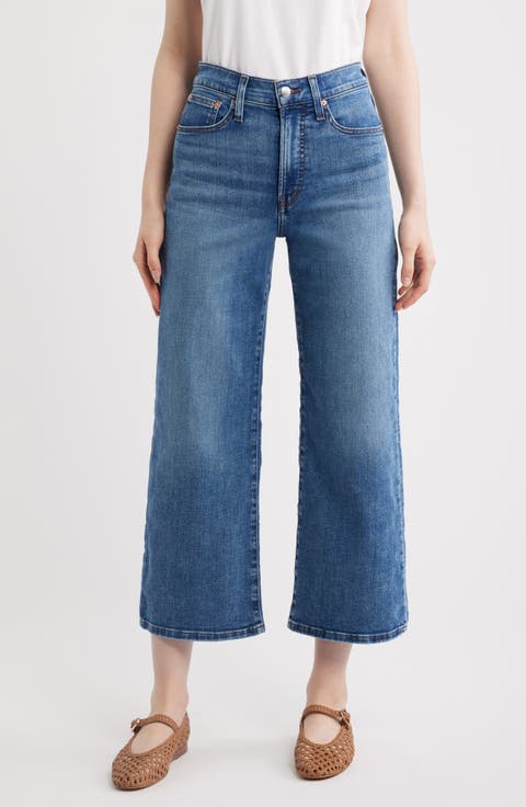 The Wide-Leg Crop Jeans Super Stretch Denim in Oneida Wash