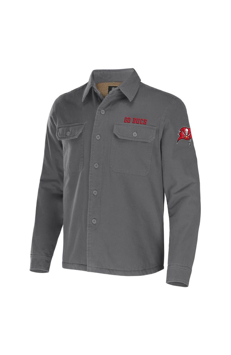 NFL X DARIUS RUCKER Men's NFL x Darius Rucker Collection by Fanatics Pewter Tampa Bay Buccaneers Canvas Button-Up Shirt Jacket, Alternate, color, Pewter