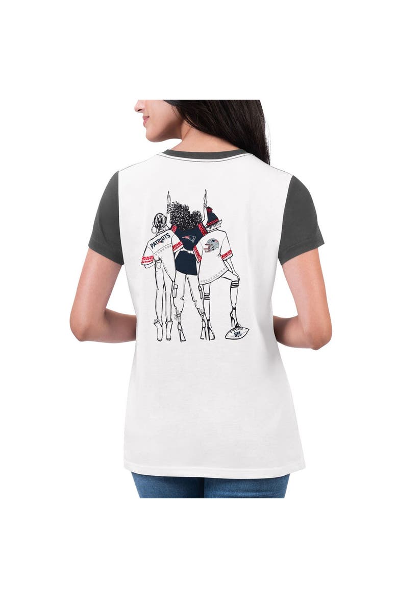 Women's G-III 4Her by Carl Banks White/Navy New England Patriots Fashion Illustration T-Shirt, Alternate, color, White