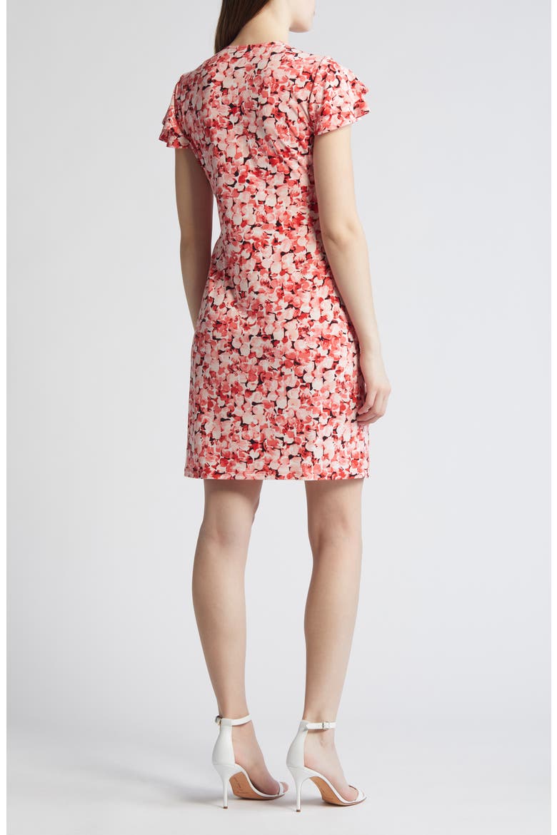 Abstract Floral Flutter Sleeve Wrap Dress, Alternate, color, RED PEAR MULTI