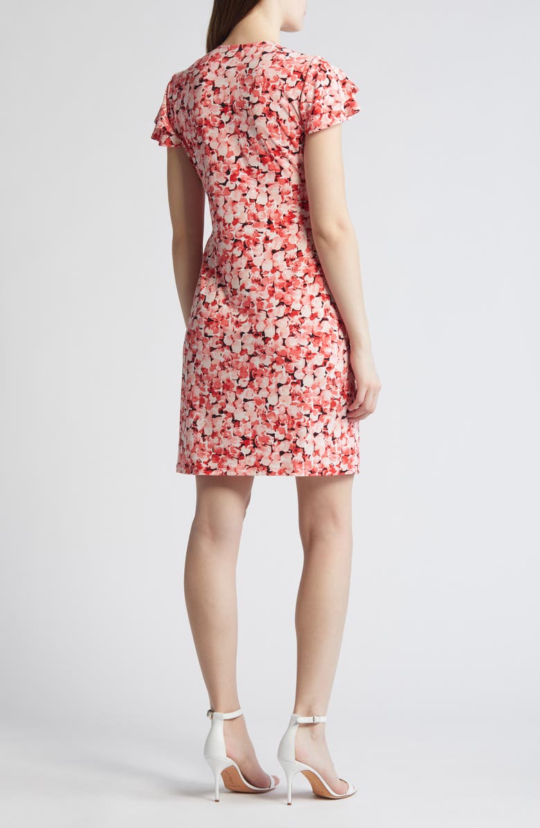 Anne Klein Abstract Floral Flutter Sleeve Wrap Dress, Alternate, color, 