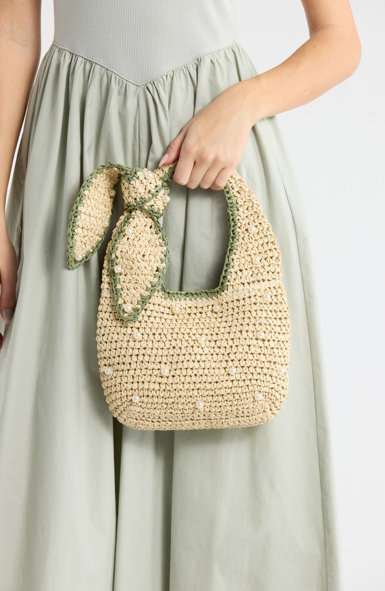 ALESSIA BIANCHI Faux Pearl Shoulder Bag, Alternate, color, Off White/ Lime