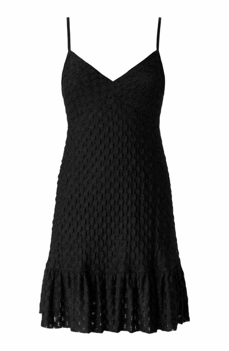 Missoni Sleeveless Mini Dress With Lace Tiered Skirt, Alternate, color, Black