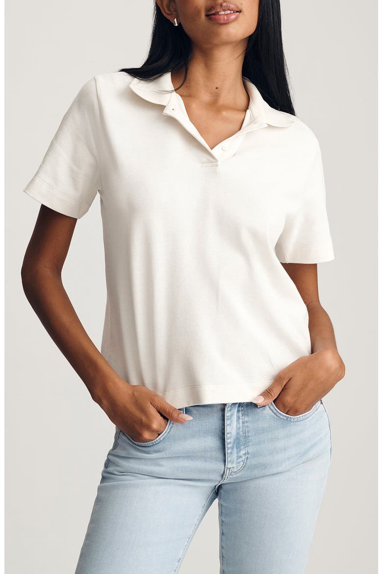 Boxy Crop Polo T-Shirt, Main, color, COCONUT MILK