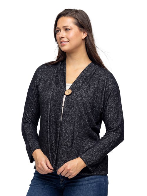 24seven Comfort Apparel Single Button Front Long Sleeve Womens Cardigan In Black