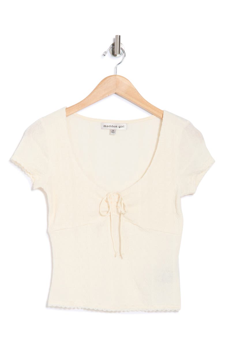 Madden Girl Lace Trim Top, Alternate, color, Natural