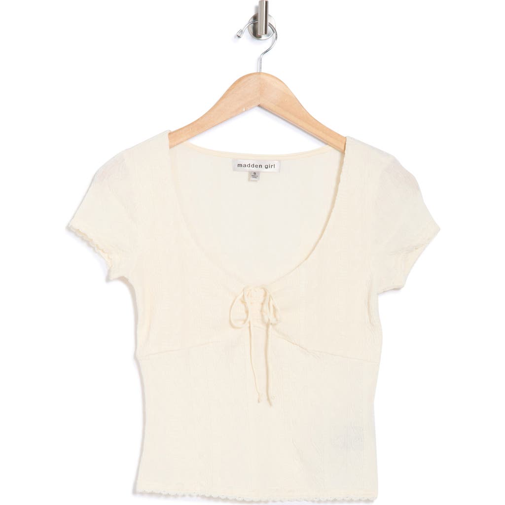 Madden Girl Lace Trim Top In Neutral