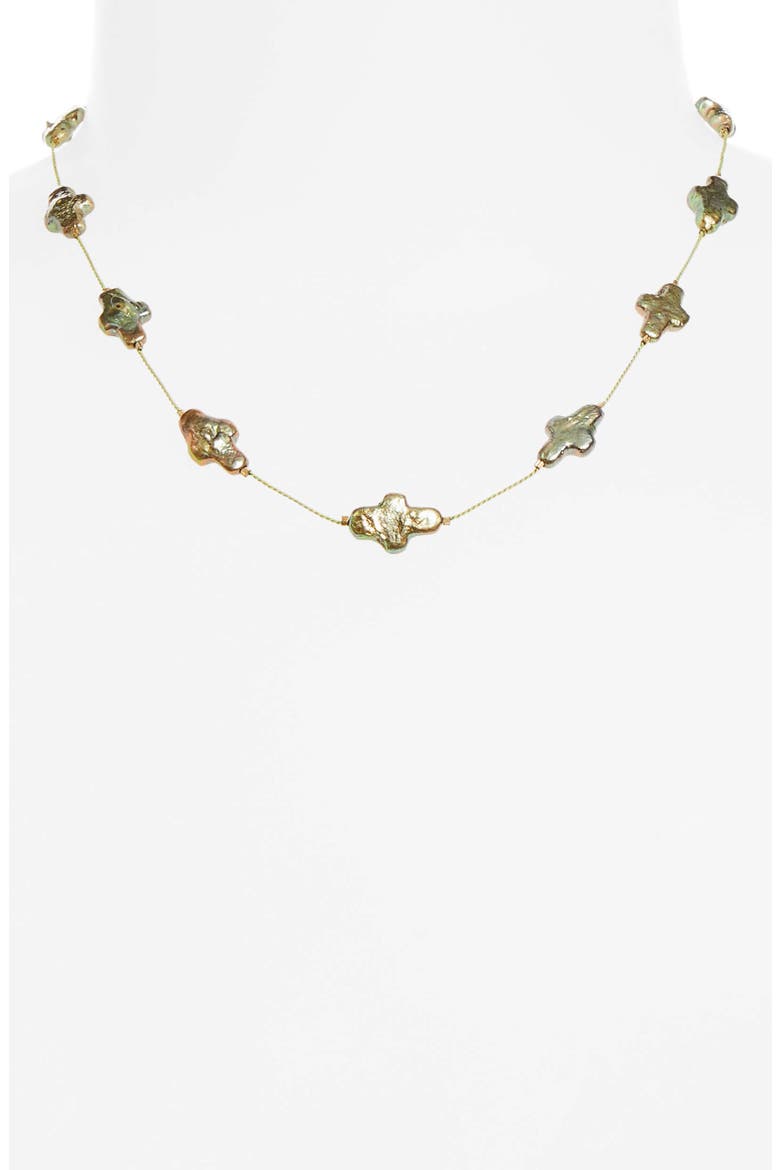 Desnuda Freshwater Pearl Station Necklace, Alternate, color, ALGAE