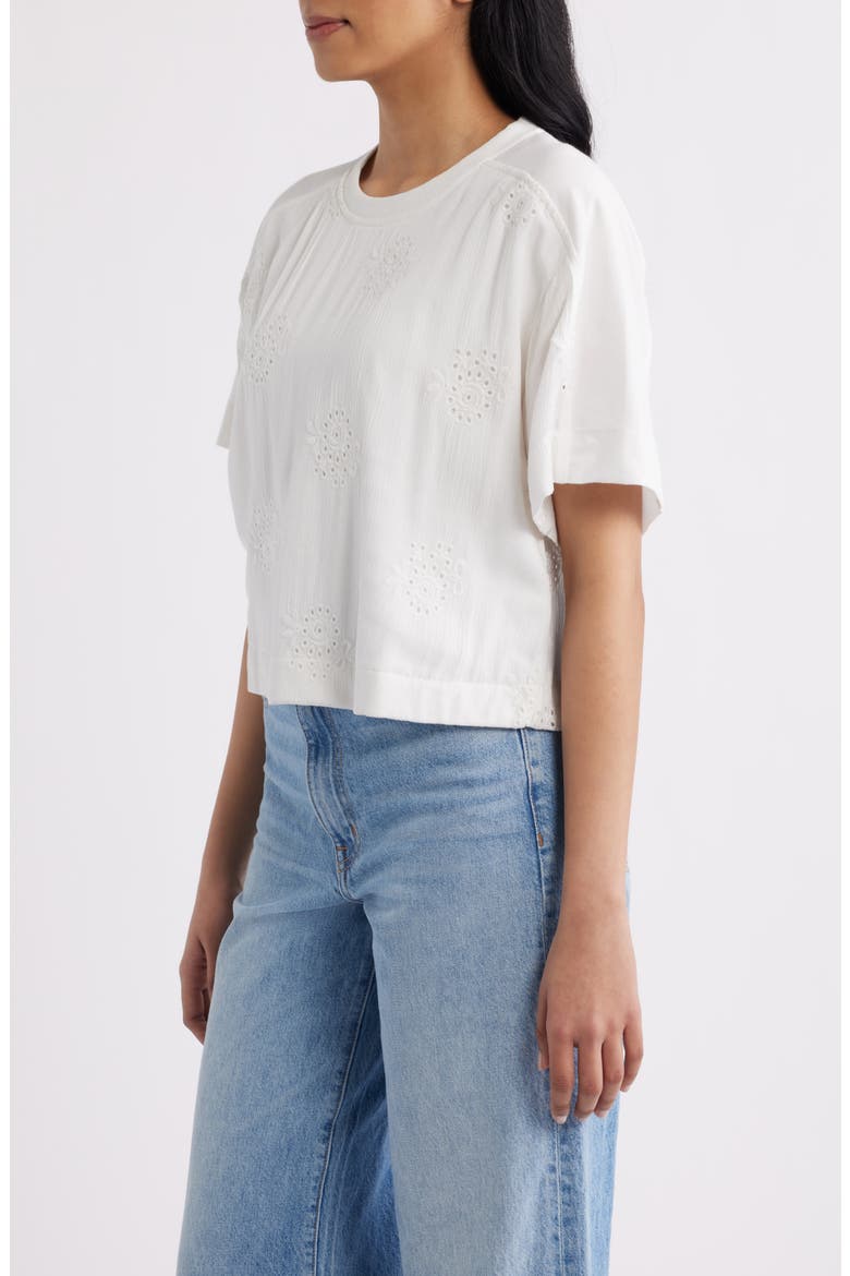 Eyelet Crop T-Shirt, Alternate, color, WHITE