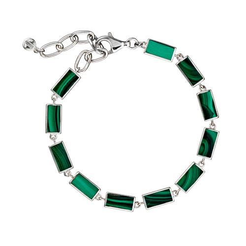 Jan Leslie Dash Rectangle Link Bracelet In Green