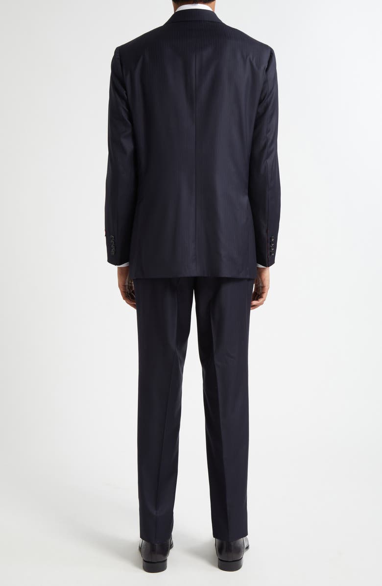 ISAIA Herringbone Wool & Silk Suit, Alternate, color, Dark Blue