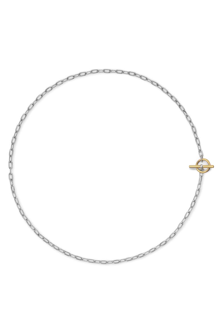 DY Madison® Toggle Chain Necklace in Sterling Silver with 18K Yellow Gold, 3mm, Main, color, SILVER