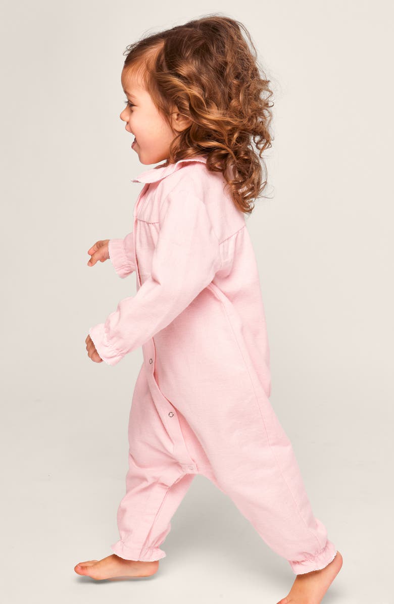 Petite Plume Madeline Brushed One-Piece Flannel Pajamas, Alternate, color, Pink