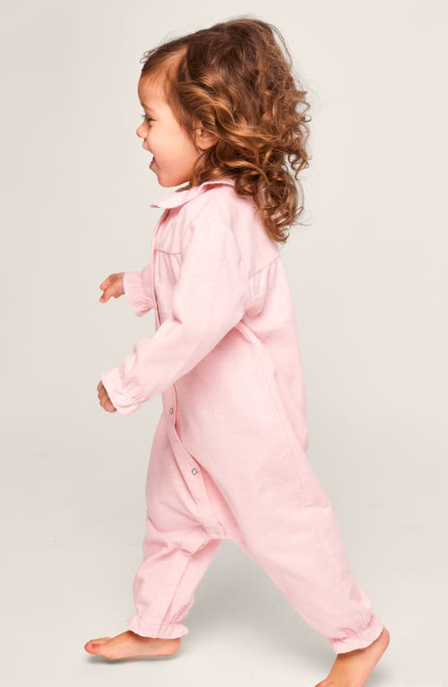 Petite Plume Madeline Brushed One-piece Flannel Pajamas In Pink
