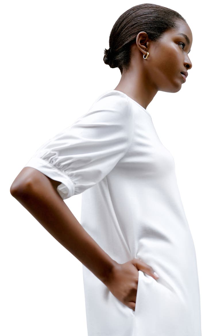 Olivia Mixed Media Midi Dress, Alternate, color, OFF WHITE