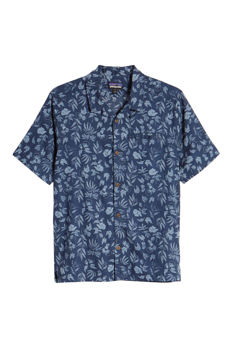 Lightweight A/C® Regular Fit Print Cotton & Hemp Short Sleeve Shirt, Alternate, color, FIBER FLORA/ STONE BLUE