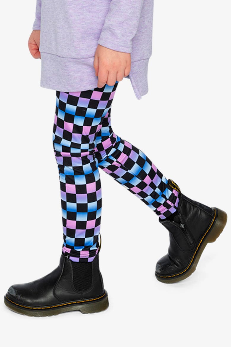 Checkered Stretch Jersey Leggings, Alternate, color, Black Checkered Print