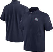 Nike Men's Nike  Navy Tennessee Titans Sideline Coach Short Sleeve Hoodie Quarter-Zip Jacket