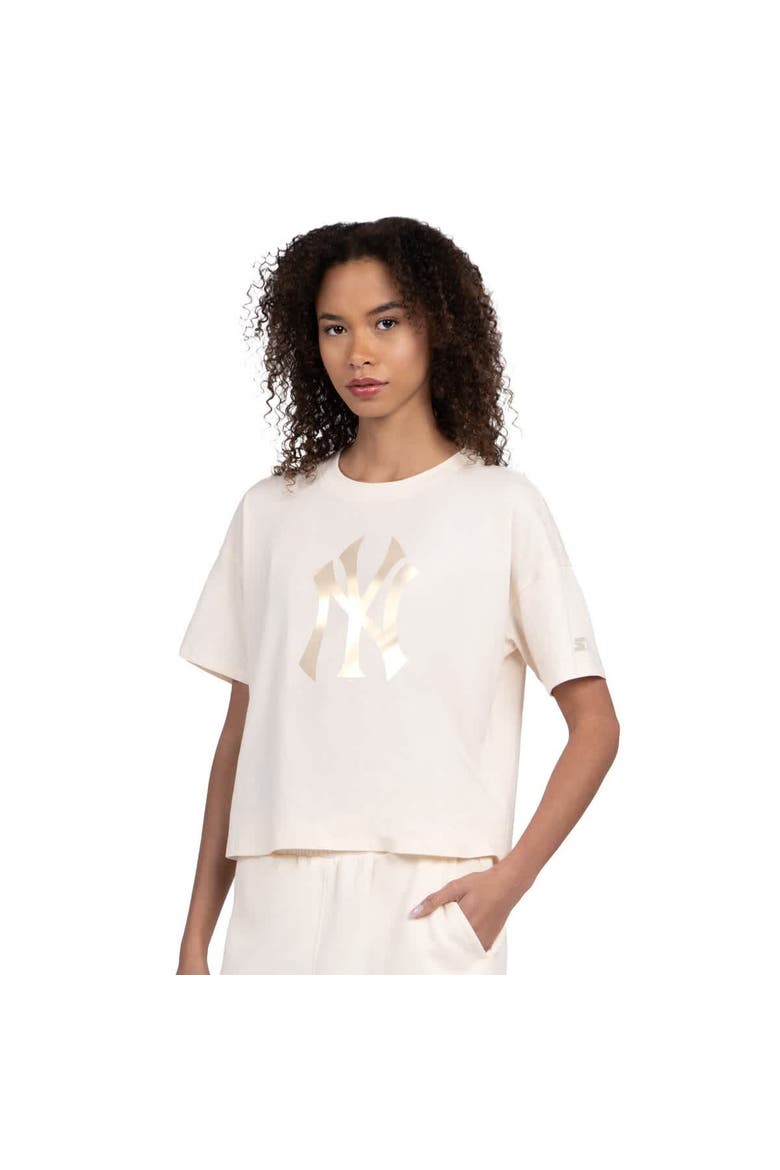 Women's Starter Cream New York Yankees Pastels Boxy Cropped T-Shirt, Main, color, Cream