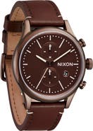 Nixon Station Chronograph Leather Strap Watch, 41mm