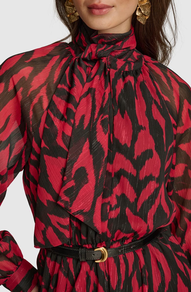 Donna Karan New York Print Belted Long Sleeve Maxi Dress, Alternate, color, 