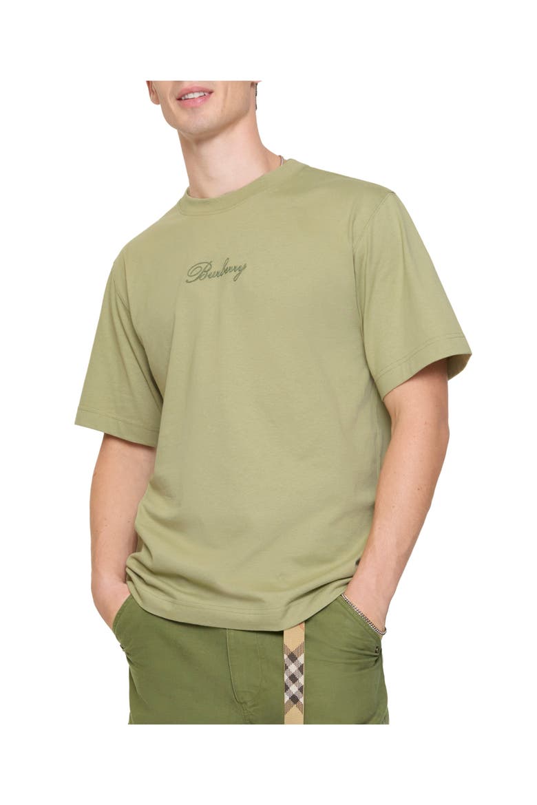 Check Cursive Logo Cotton T-shirt, Main, color, Glade green