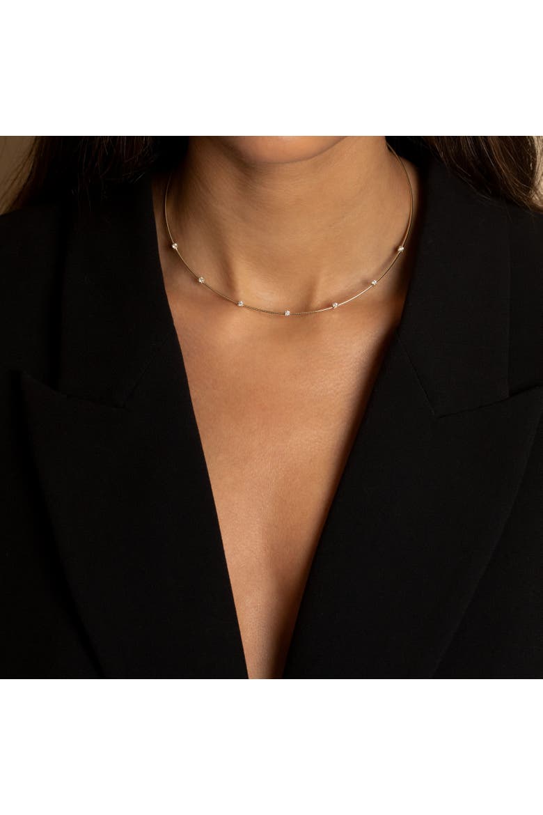 Diamond Scattered Stones Wire Necklace 14K, Alternate, color, 14K Gold
