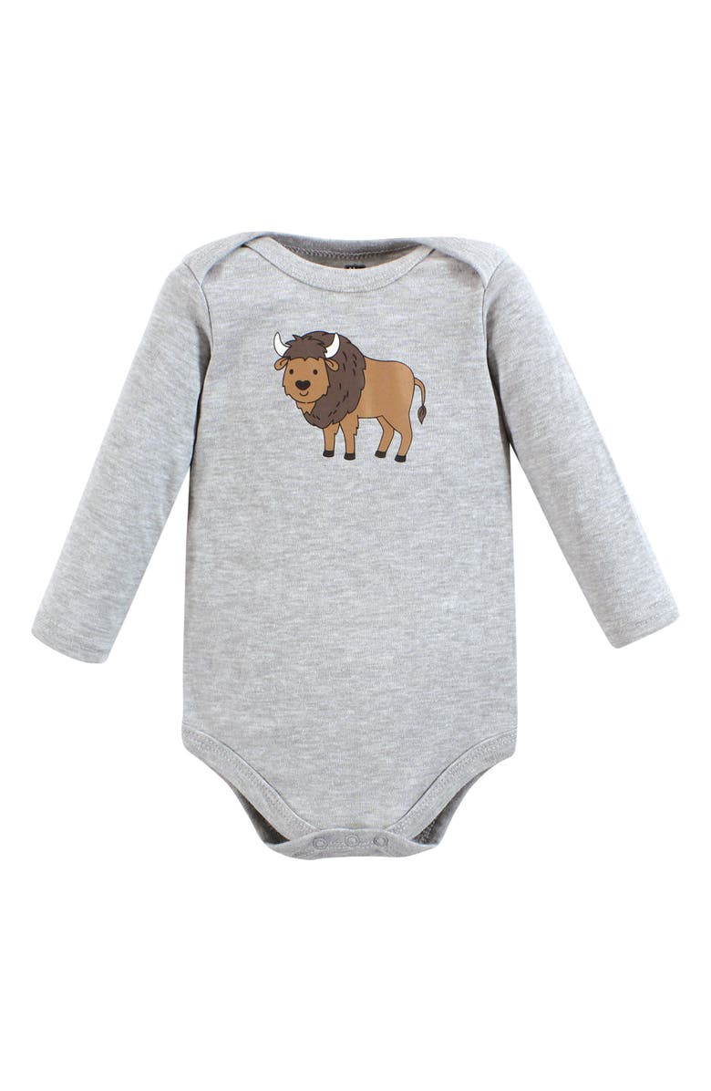 Hudson Baby Long-Sleeve Cotton Bodysuit Collection 7-Piece Set, Alternate, color, Wild Buffalo 7-Pack