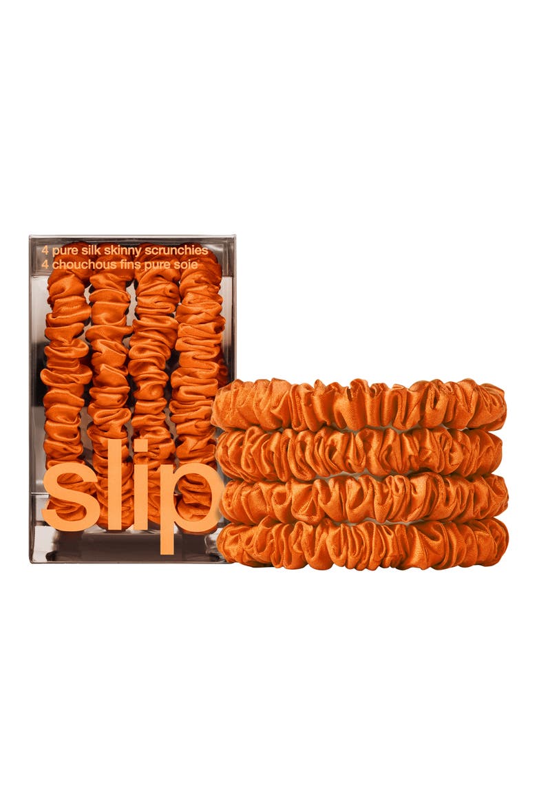 Pure Silk Skinny Scrunchies, Main, color, ORANGE