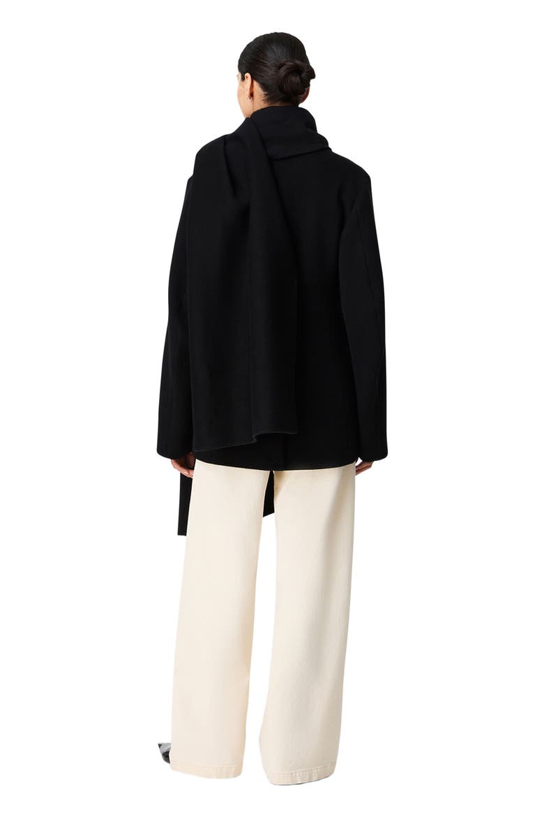 Short Scarf Coat, Alternate, color, Black