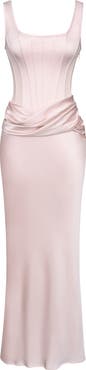 HOUSE OF CB Kira Corset Bodice Satin Gown