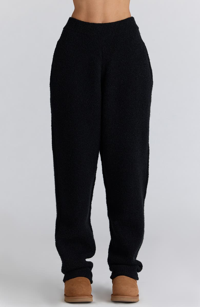 HOUSE OF CB Geena Bouclè Knit Pants, Main, color, Black