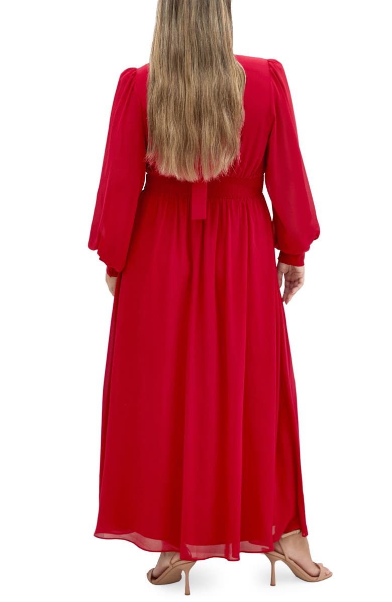 City Chic Alexandra Long Sleeve Open Back Maxi Dress, Alternate, color, Rosa