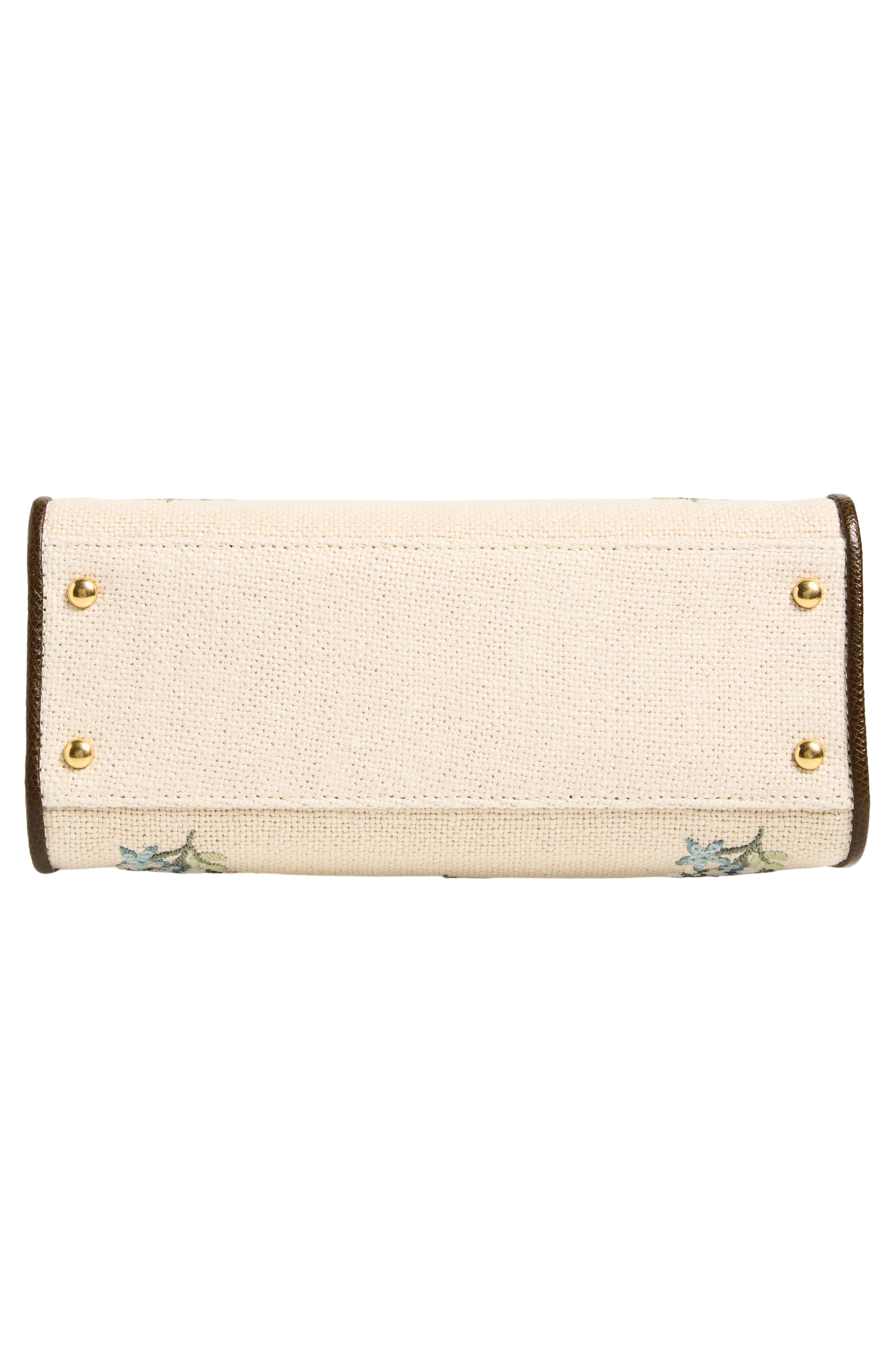 Small VSling Embroidered Linen Top Handle Bag, Alternate, color, BEIGE MULTI