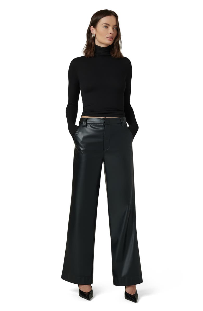 Joe's The Mia High Waist Faux Leather Wide Leg Jeans, Alternate, color, Black