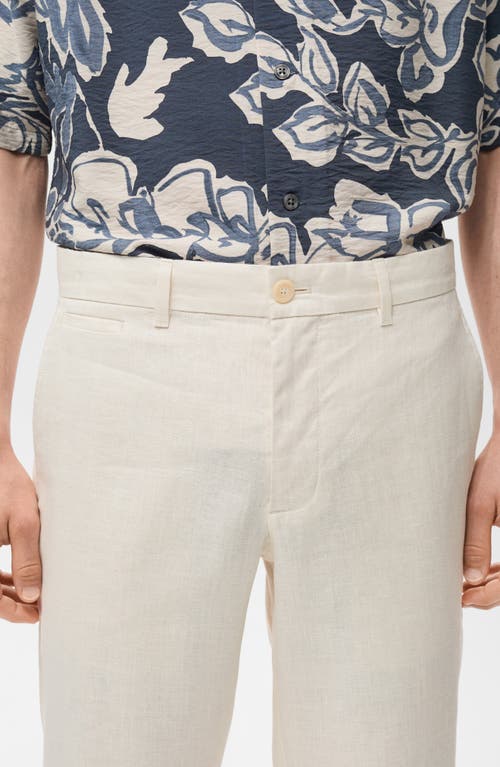 Mango Slim Fit Flat Front Linen Pants In White