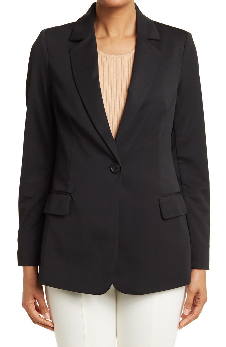 Adrianna Papell Twill One Button Blazer, Alternate, color, 