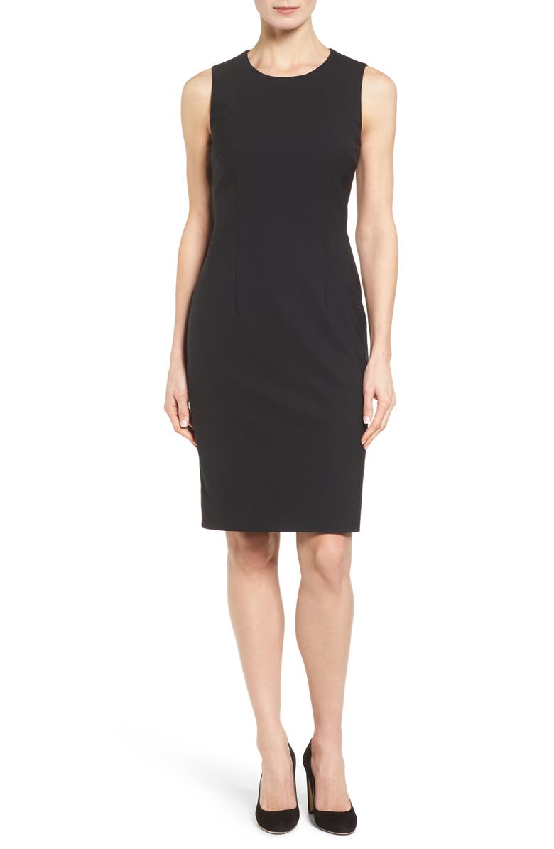 BOSS Dirusa Tropical Stretch Wool Dress, Main, color, Blk