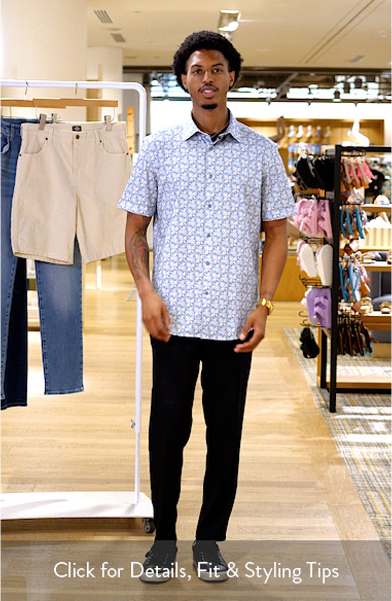 Miles OoohCotton<sup>®</sup> Abstract Print Short Sleeve Button-Up Shirt, sales video thumbnail