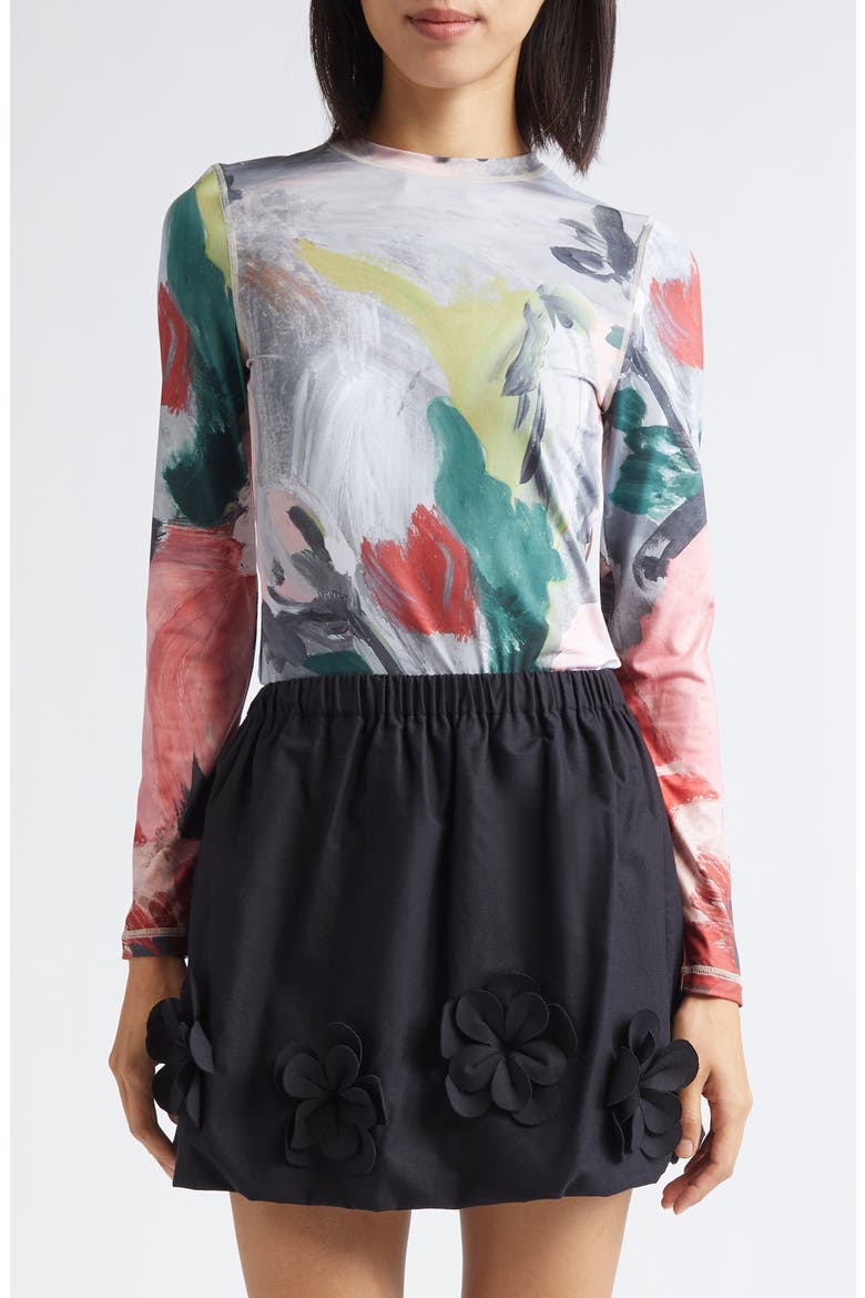 Floral Print Jersey Top, Main, color, MY GARDEN