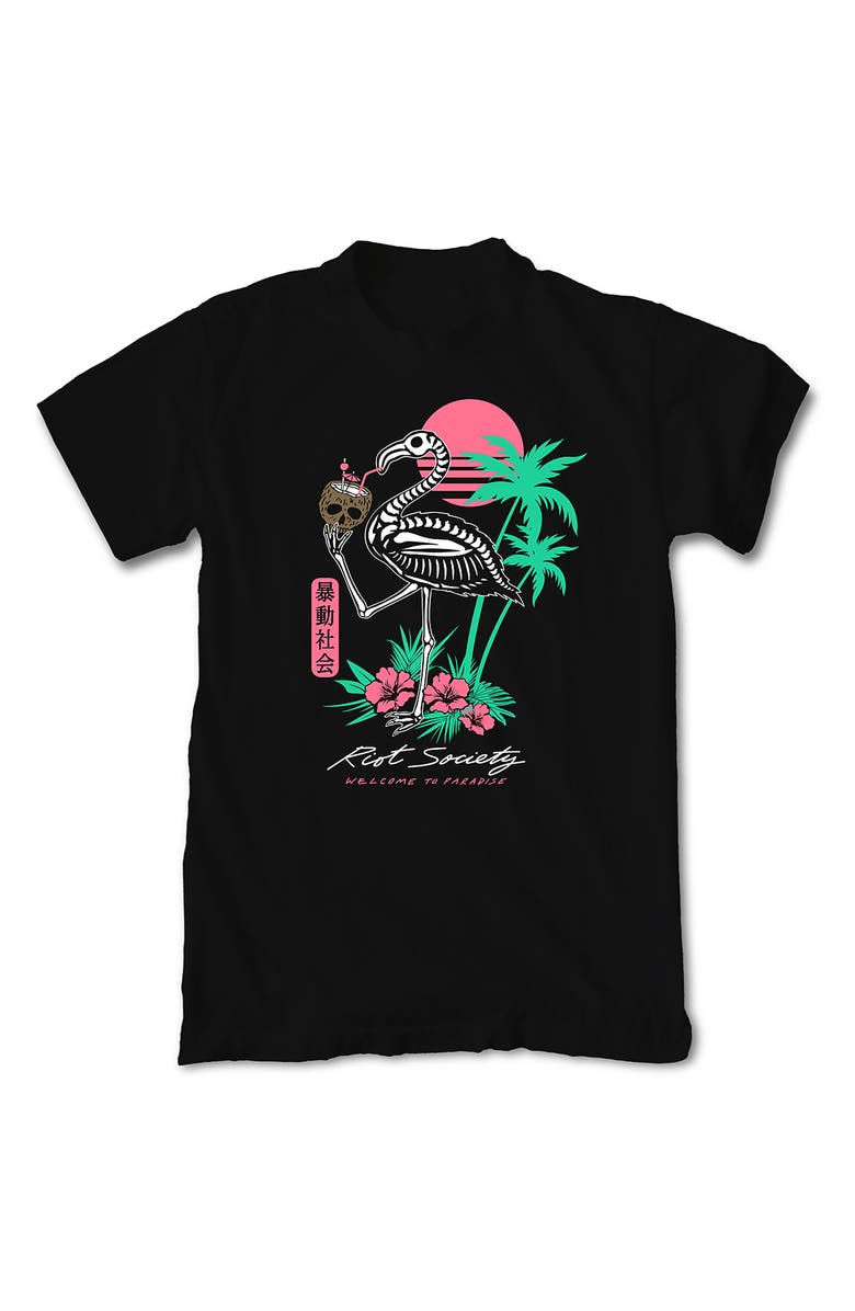 RIOT SOCIETY Flamingo Skeleton Cotton Graphic T-Shirt, Alternate, color,