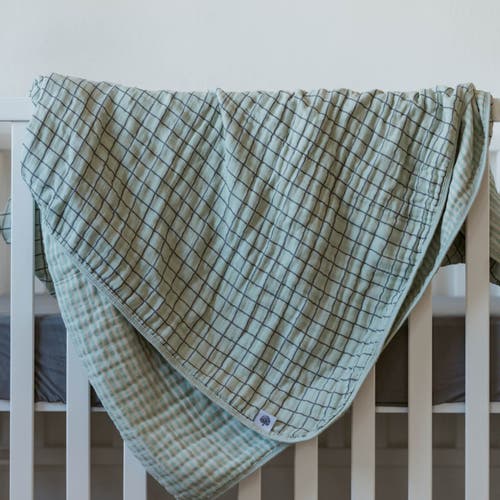 Parker Baby Co. Muslin Quilt In Sage Windowpane