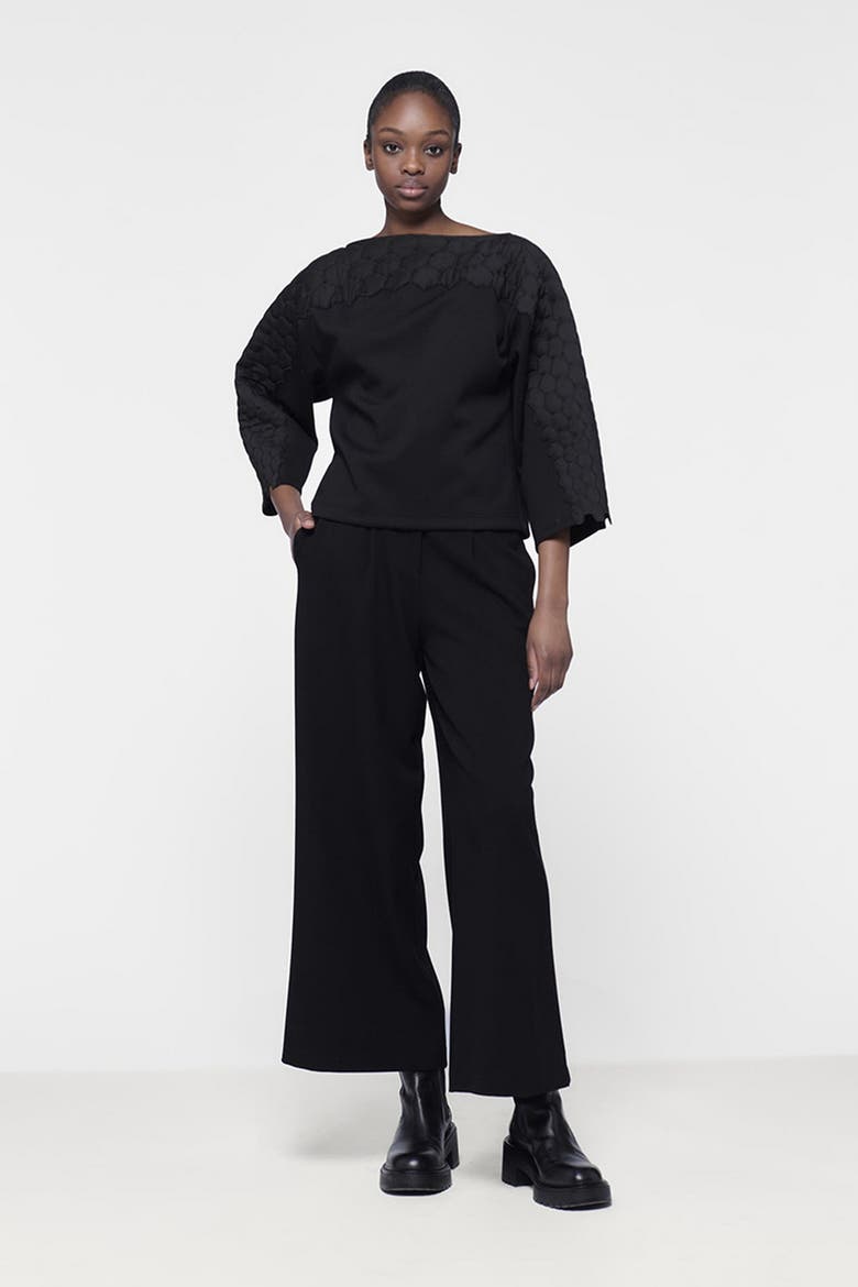 Quilted Embroidered Top, Alternate, color, Black
