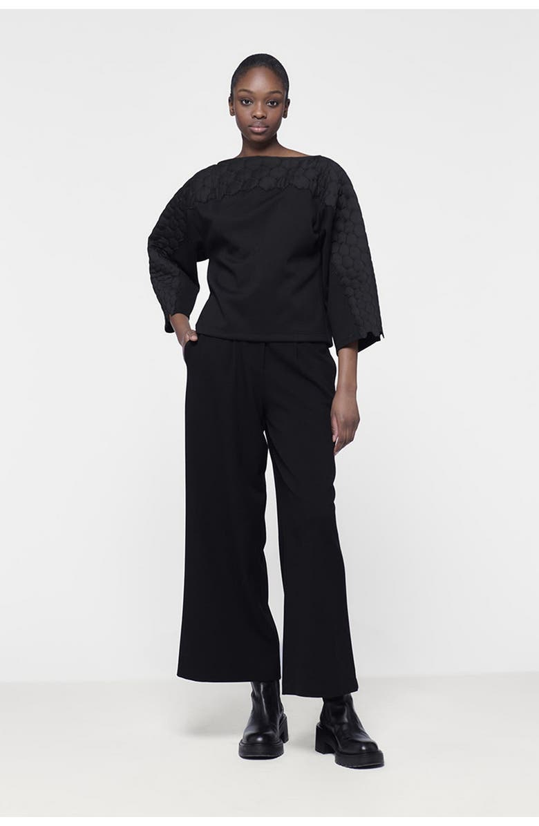 Leem Quilted Embroidered Top, Alternate, color, Black