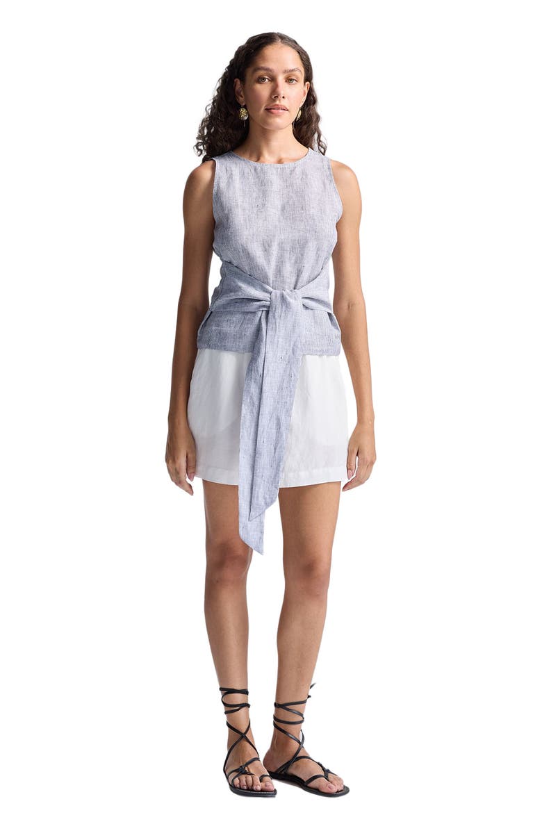 Reistor Womens Front-tie Top in Linen Stripes XX Large, Main, color, Pin Striped Linen