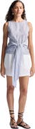 Reistor Front-tie Top in Linen Stripes